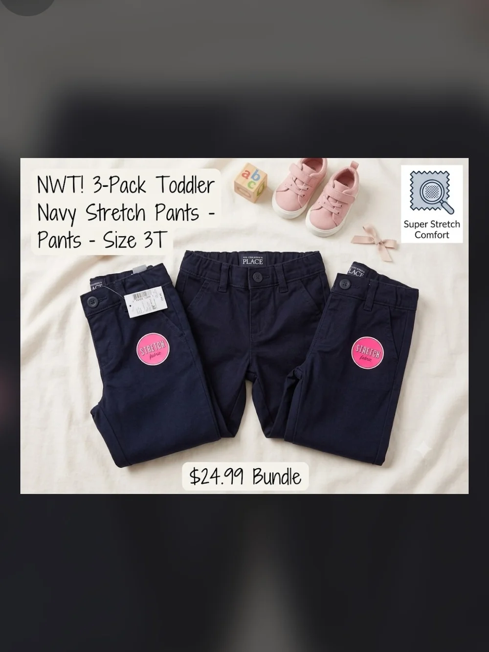 The Children's Place Navy Stretch Toddler Pants 3-Pack